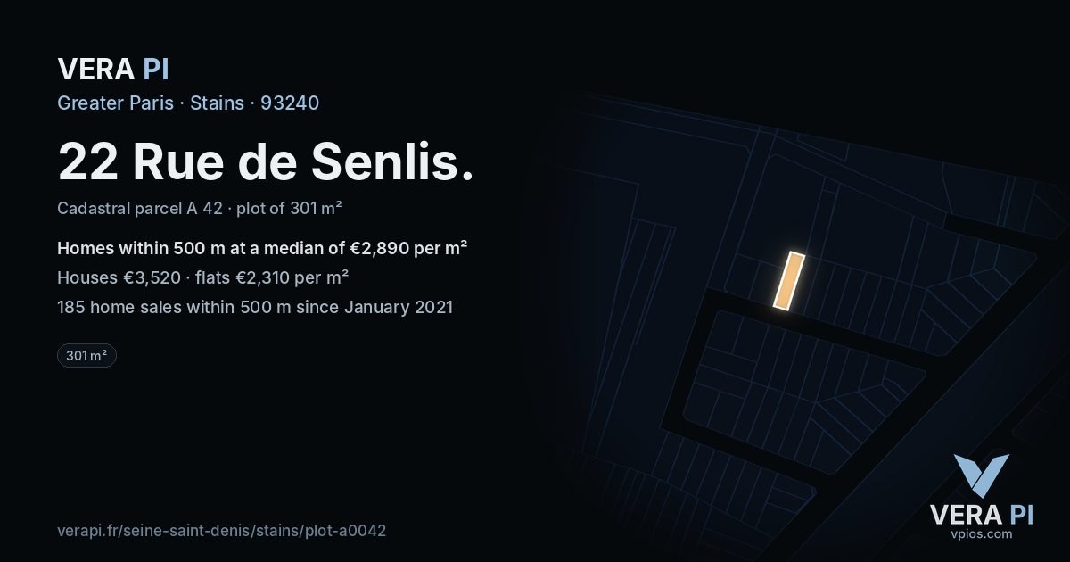 22 Rue de Senlis, Stains at night – the plot lit, the parcels around coloured by the prices near them