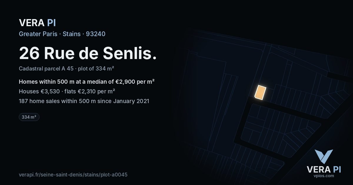 26 Rue de Senlis, Stains at night – the plot lit, the parcels around coloured by the prices near them