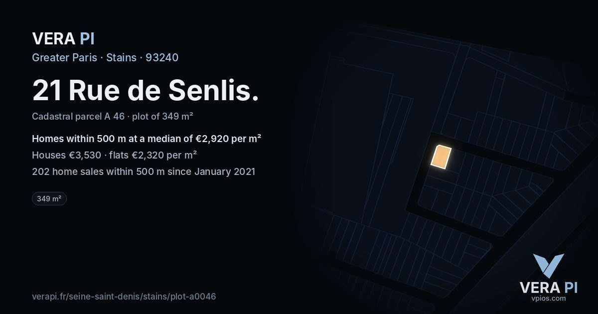 21 Rue de Senlis, Stains at night – the plot lit, the parcels around coloured by the prices near them