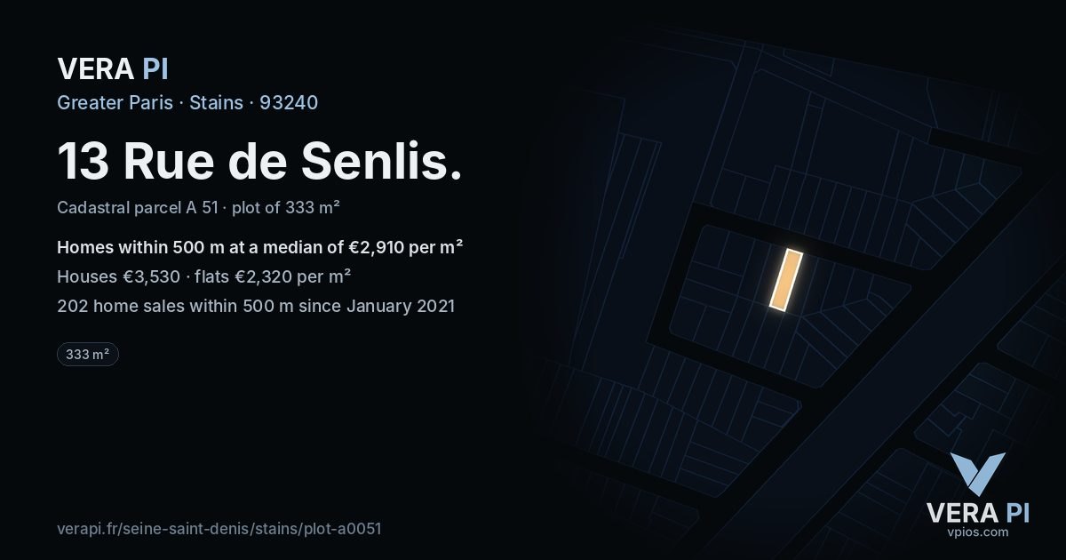13 Rue de Senlis, Stains at night – the plot lit, the parcels around coloured by the prices near them