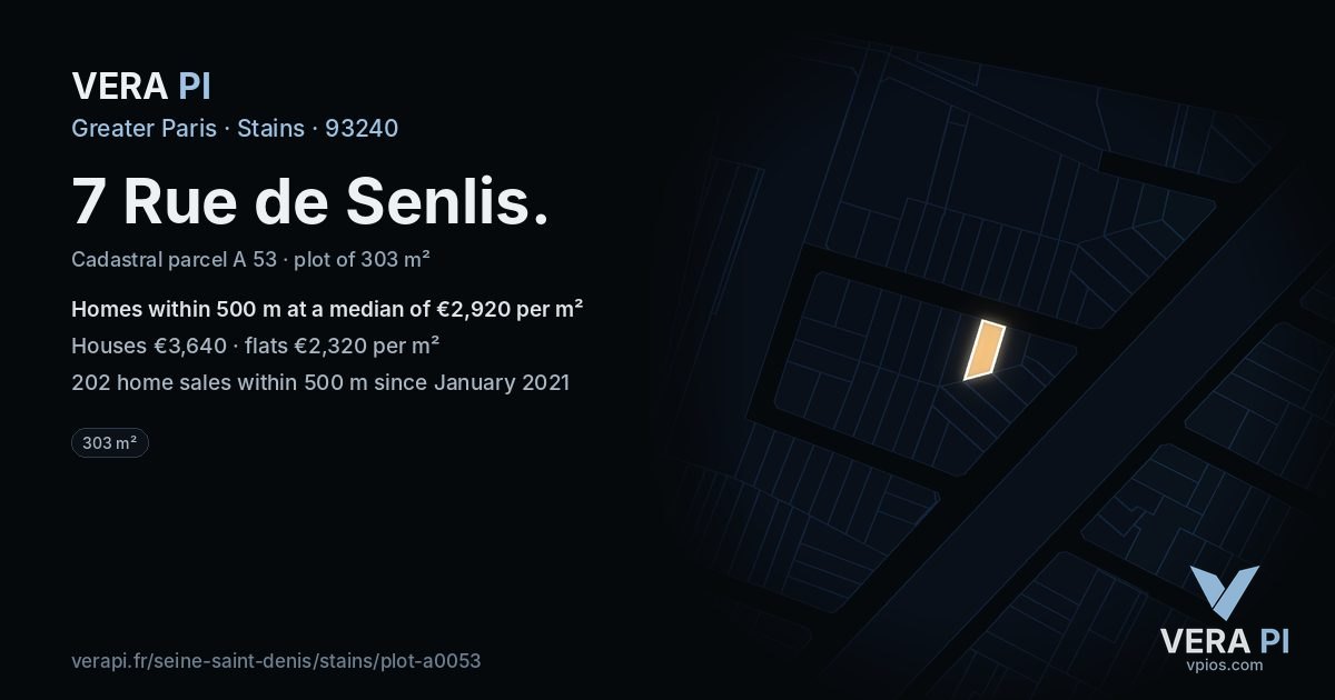 7 Rue de Senlis, Stains at night – the plot lit, the parcels around coloured by the prices near them