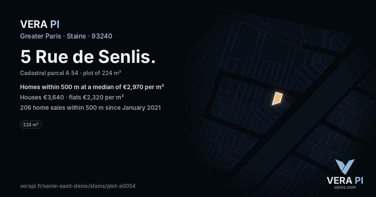 5 Rue de Senlis, Stains at night – the plot lit, the parcels around coloured by the prices near them
