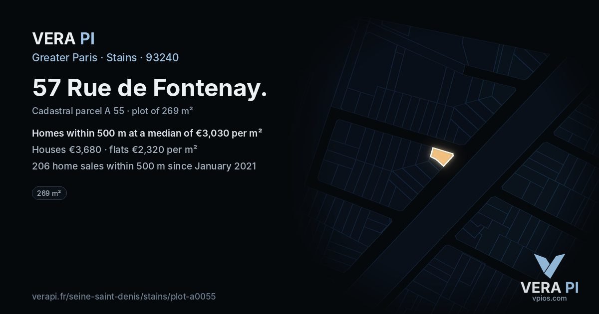 57 Rue de Fontenay, Stains at night – the plot lit, the parcels around coloured by the prices near them