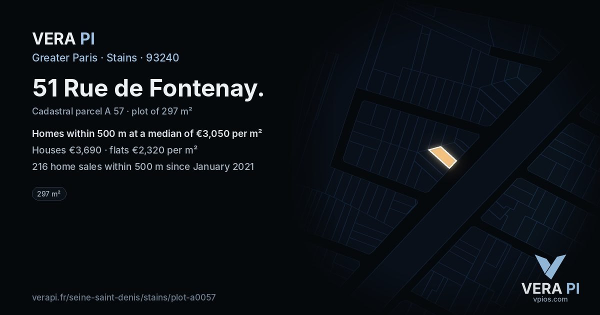 51 Rue de Fontenay, Stains at night – the plot lit, the parcels around coloured by the prices near them