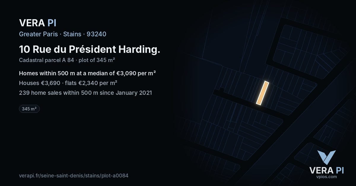 10 Rue du Président Harding, Stains at night – the plot lit, the parcels around coloured by the prices near them
