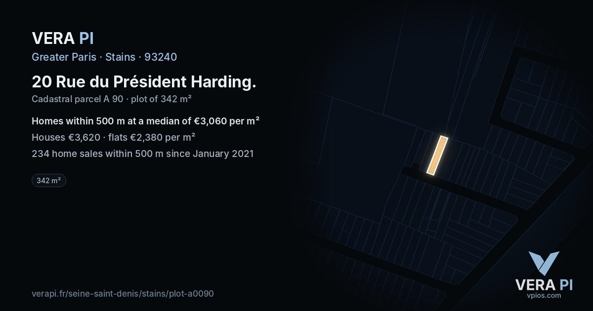 20 Rue du Président Harding, Stains at night – the plot lit, the parcels around coloured by the prices near them