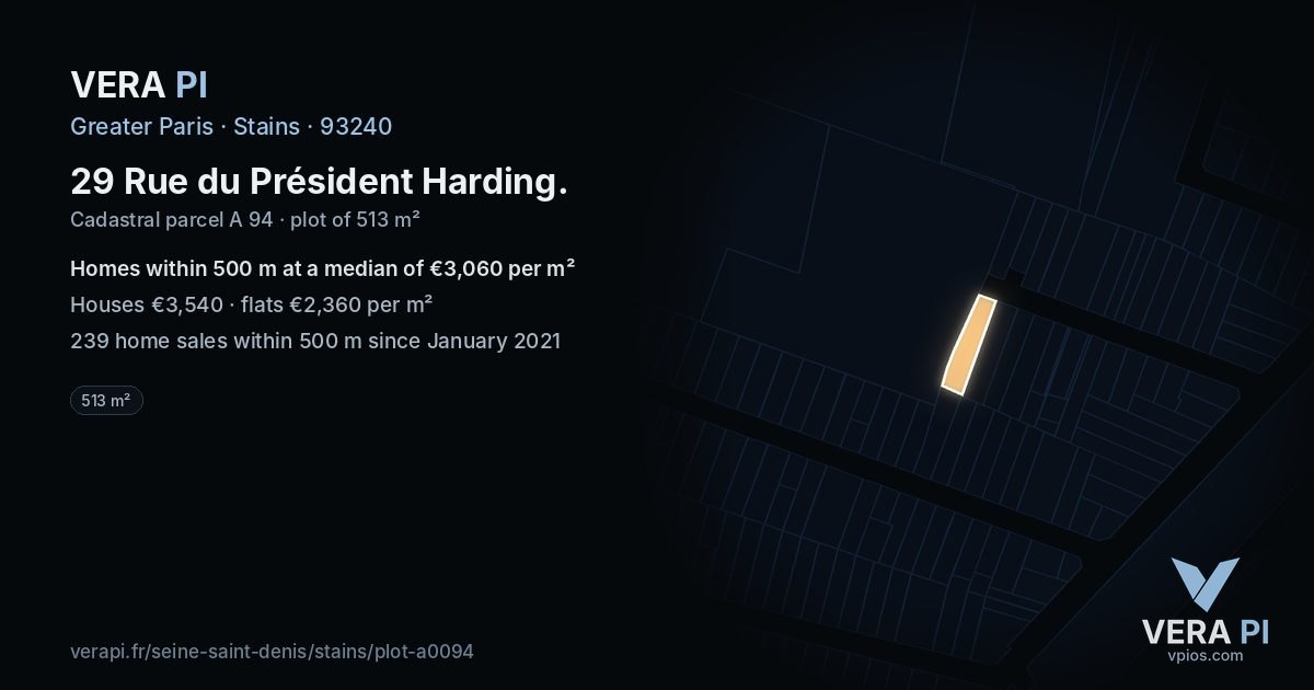 29 Rue du Président Harding, Stains at night – the plot lit, the parcels around coloured by the prices near them