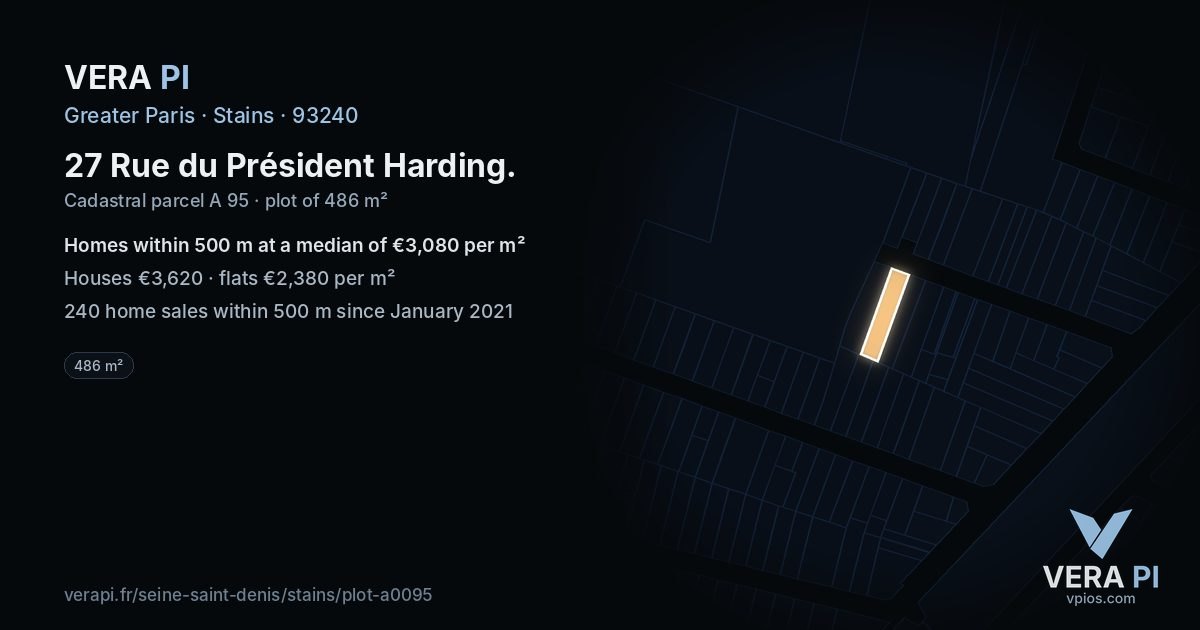 27 Rue du Président Harding, Stains at night – the plot lit, the parcels around coloured by the prices near them