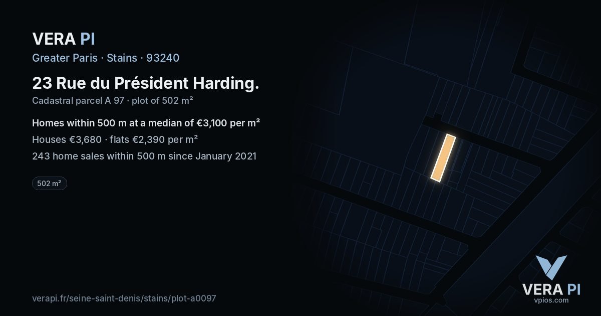 23 Rue du Président Harding, Stains at night – the plot lit, the parcels around coloured by the prices near them