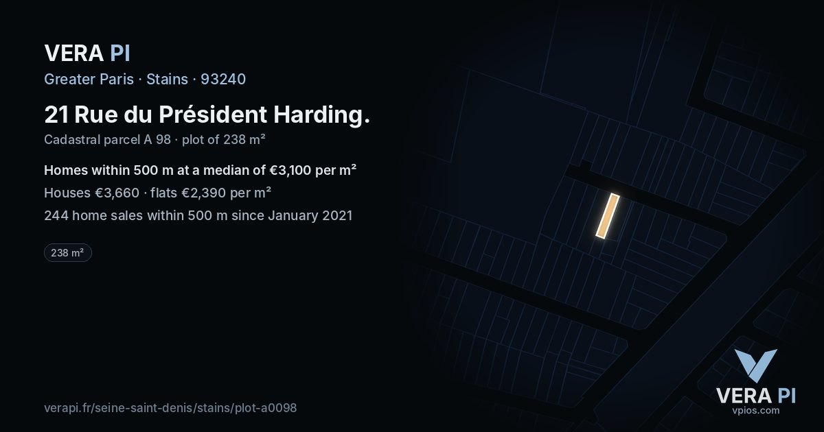 21 Rue du Président Harding, Stains at night – the plot lit, the parcels around coloured by the prices near them