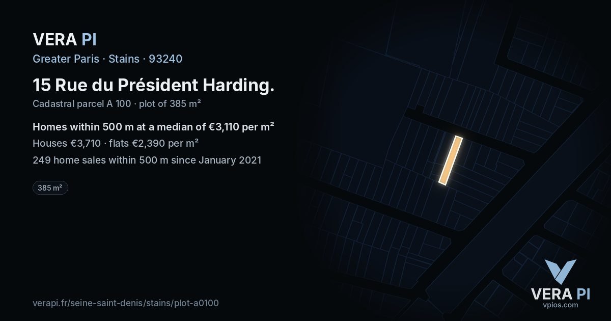 15 Rue du Président Harding, Stains at night – the plot lit, the parcels around coloured by the prices near them