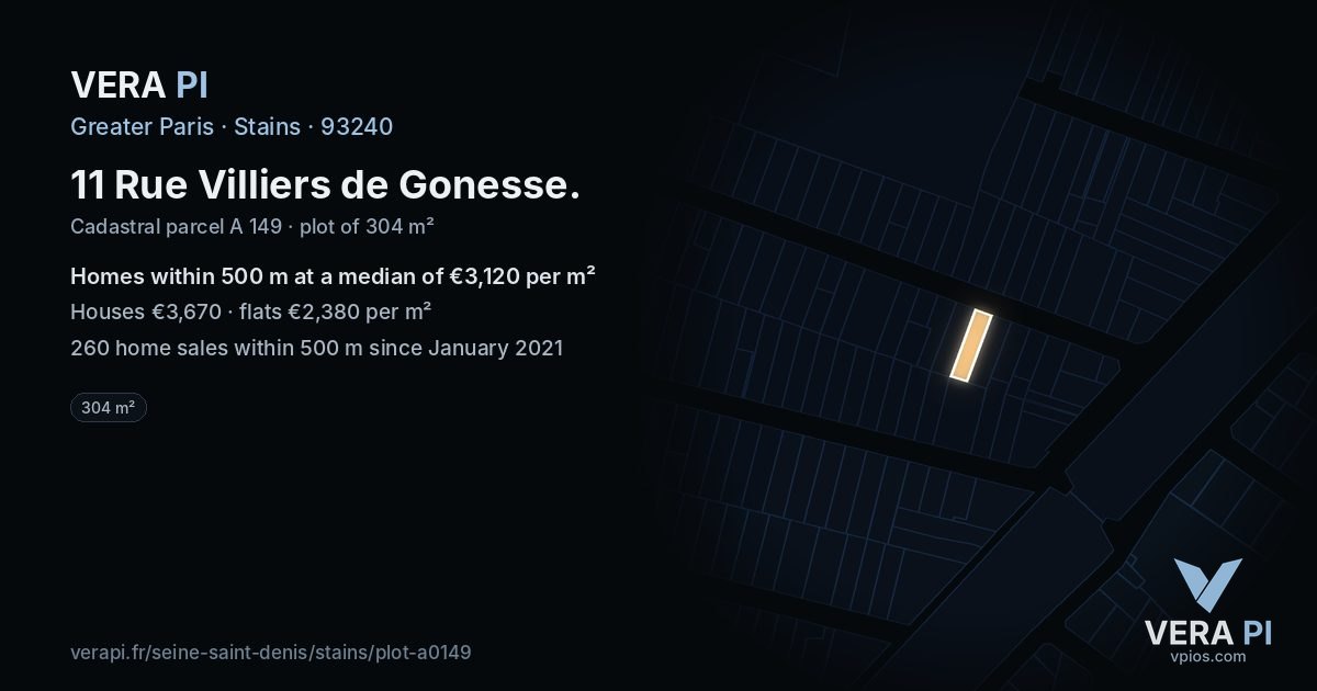 11 Rue Villiers de Gonesse, Stains at night – the plot lit, the parcels around coloured by the prices near them