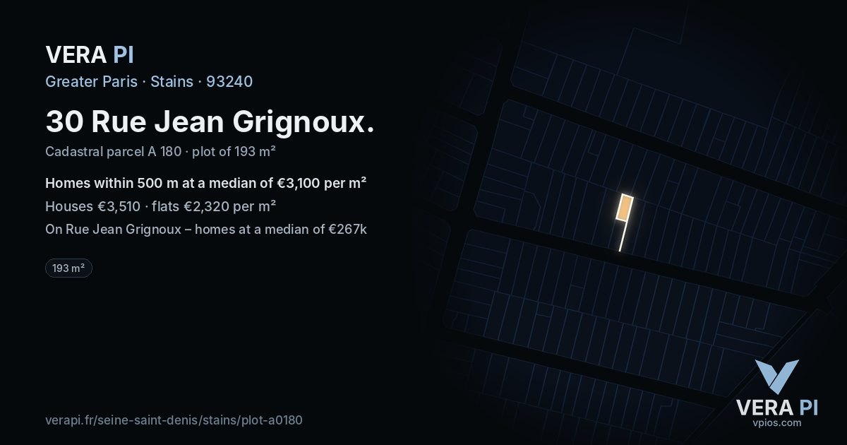 30 Rue Jean Grignoux, Stains at night – the plot lit, the parcels around coloured by the prices near them
