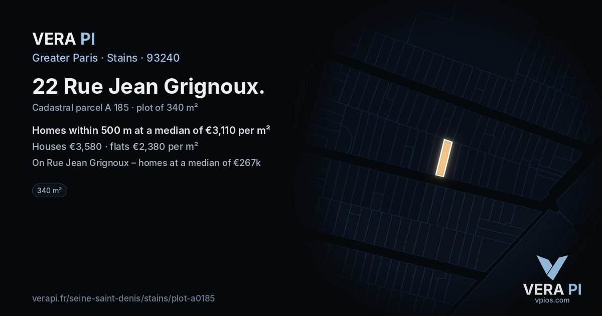 22 Rue Jean Grignoux, Stains at night – the plot lit, the parcels around coloured by the prices near them