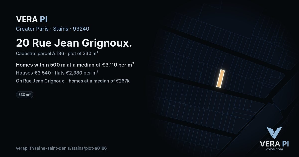 20 Rue Jean Grignoux, Stains at night – the plot lit, the parcels around coloured by the prices near them