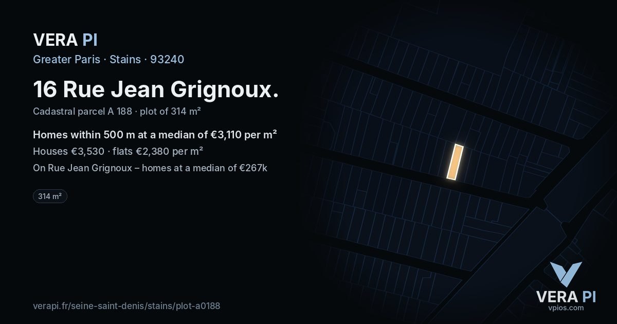 16 Rue Jean Grignoux, Stains at night – the plot lit, the parcels around coloured by the prices near them