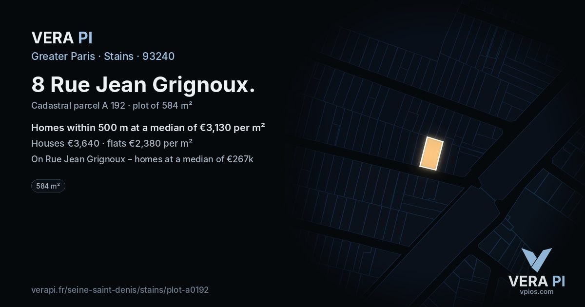 8 Rue Jean Grignoux, Stains at night – the plot lit, the parcels around coloured by the prices near them