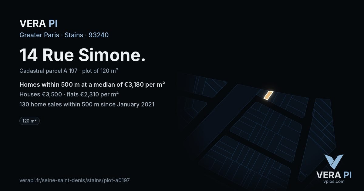 14 Rue Simone, Stains at night – the plot lit, the parcels around coloured by the prices near them