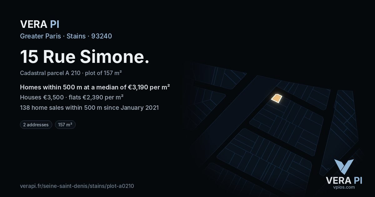 15 Rue Simone, Stains at night – the plot lit, the parcels around coloured by the prices near them