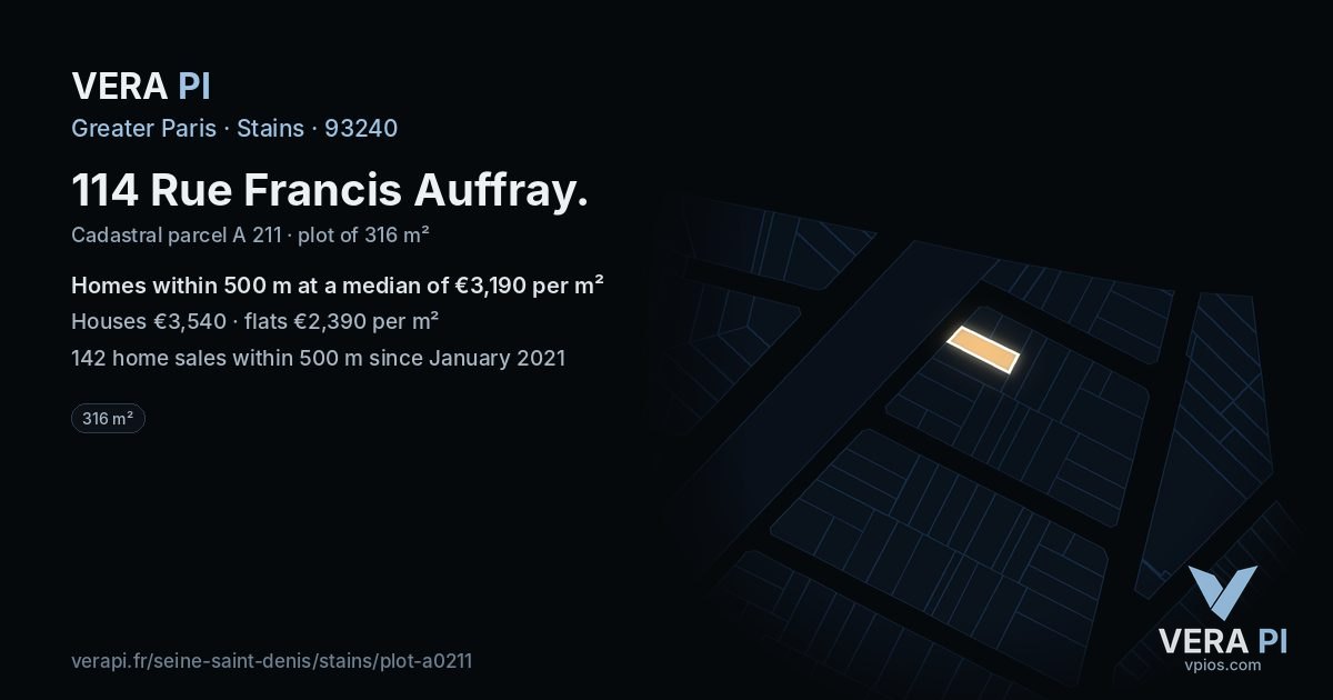 114 Rue Francis Auffray, Stains at night – the plot lit, the parcels around coloured by the prices near them