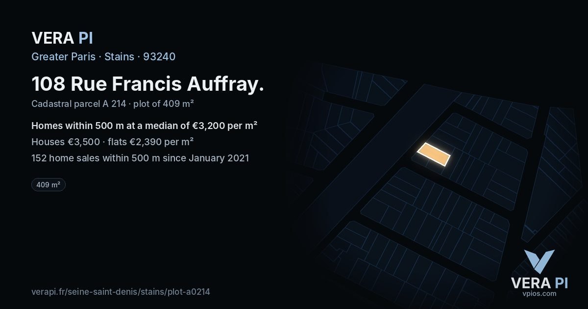 108 Rue Francis Auffray, Stains at night – the plot lit, the parcels around coloured by the prices near them