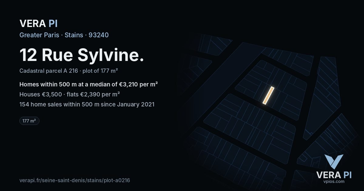 12 Rue Sylvine, Stains at night – the plot lit, the parcels around coloured by the prices near them