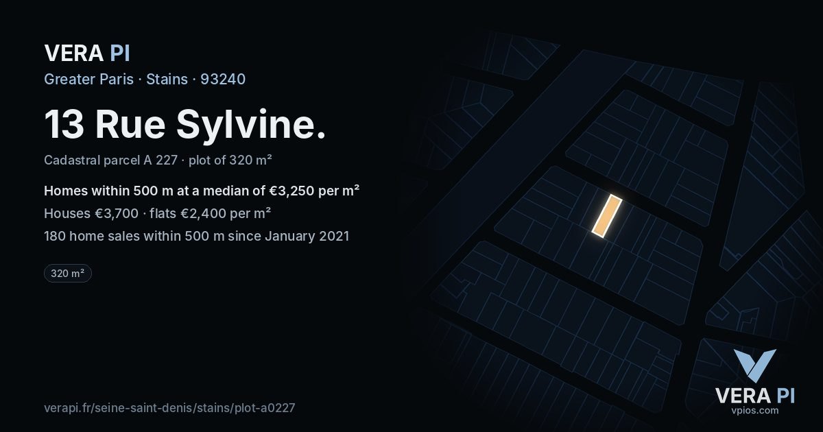 13 Rue Sylvine, Stains at night – the plot lit, the parcels around coloured by the prices near them