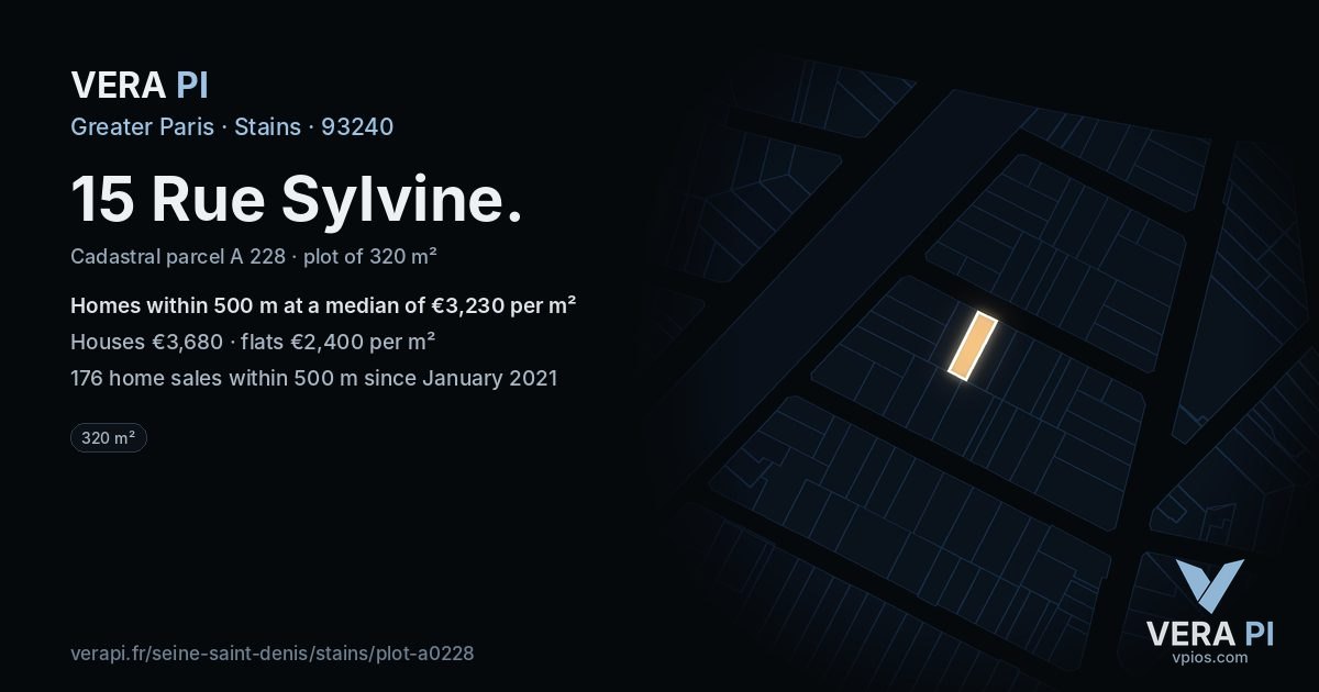 15 Rue Sylvine, Stains at night – the plot lit, the parcels around coloured by the prices near them