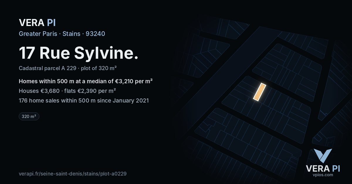 17 Rue Sylvine, Stains at night – the plot lit, the parcels around coloured by the prices near them