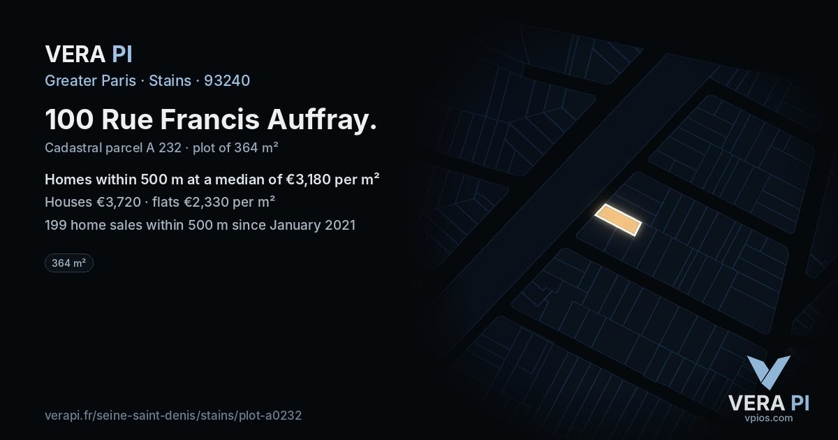 100 Rue Francis Auffray, Stains at night – the plot lit, the parcels around coloured by the prices near them