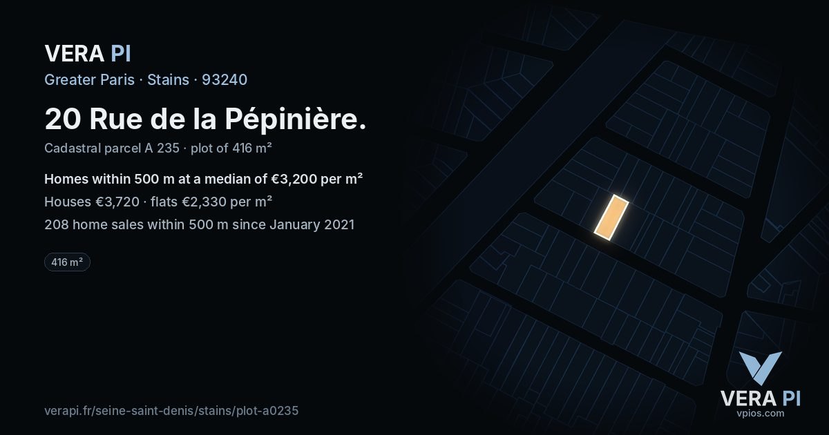 20 Rue de la Pépinière, Stains at night – the plot lit, the parcels around coloured by the prices near them