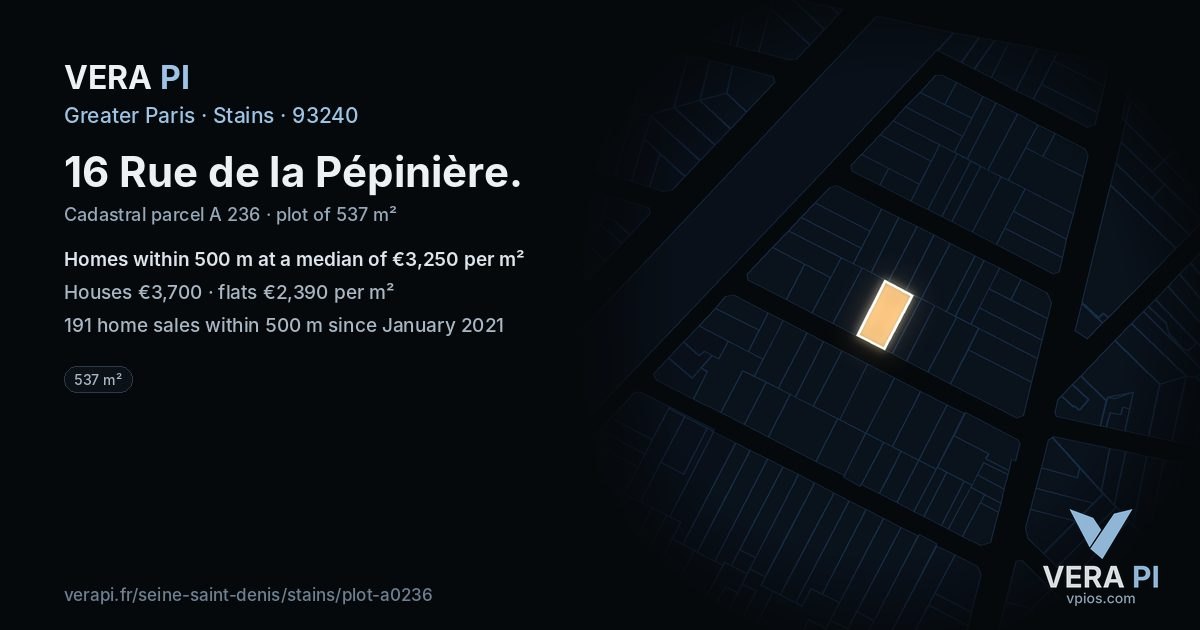 16 Rue de la Pépinière, Stains at night – the plot lit, the parcels around coloured by the prices near them