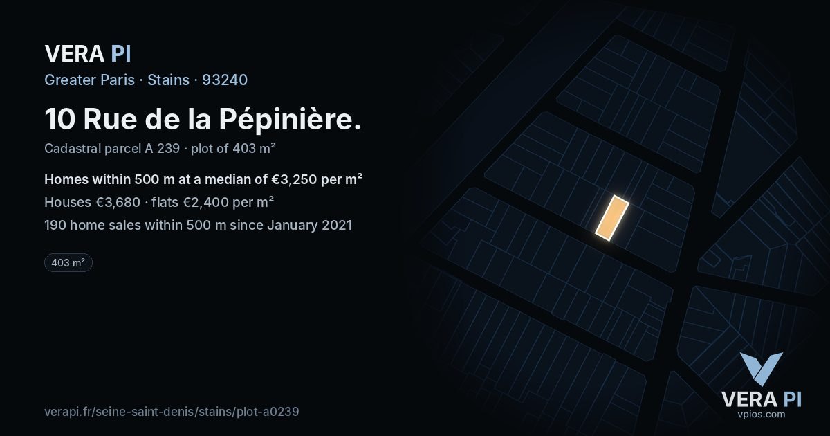10 Rue de la Pépinière, Stains at night – the plot lit, the parcels around coloured by the prices near them