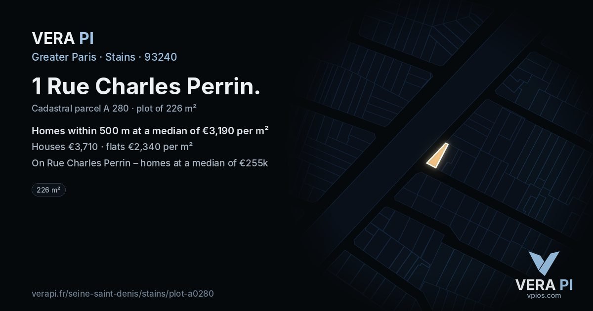 1 Rue Charles Perrin, Stains at night – the plot lit, the parcels around coloured by the prices near them