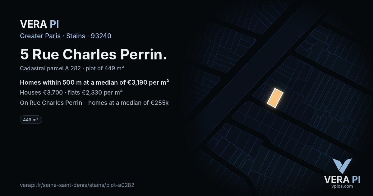 5 Rue Charles Perrin, Stains at night – the plot lit, the parcels around coloured by the prices near them