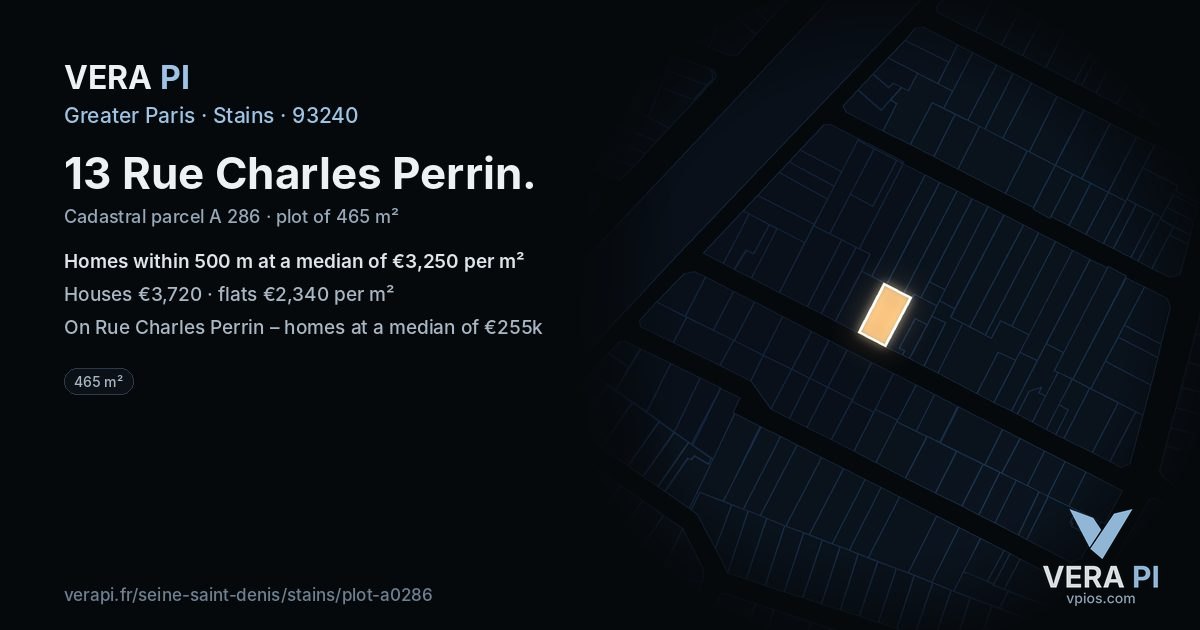 13 Rue Charles Perrin, Stains at night – the plot lit, the parcels around coloured by the prices near them