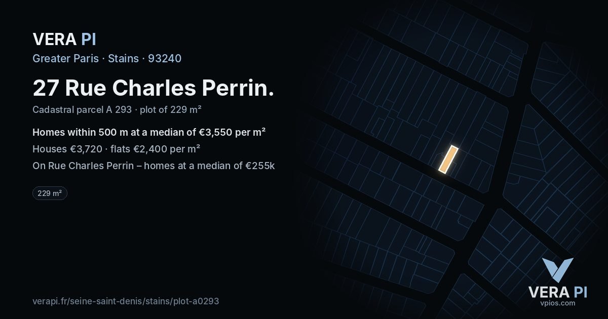 27 Rue Charles Perrin, Stains at night – the plot lit, the parcels around coloured by the prices near them