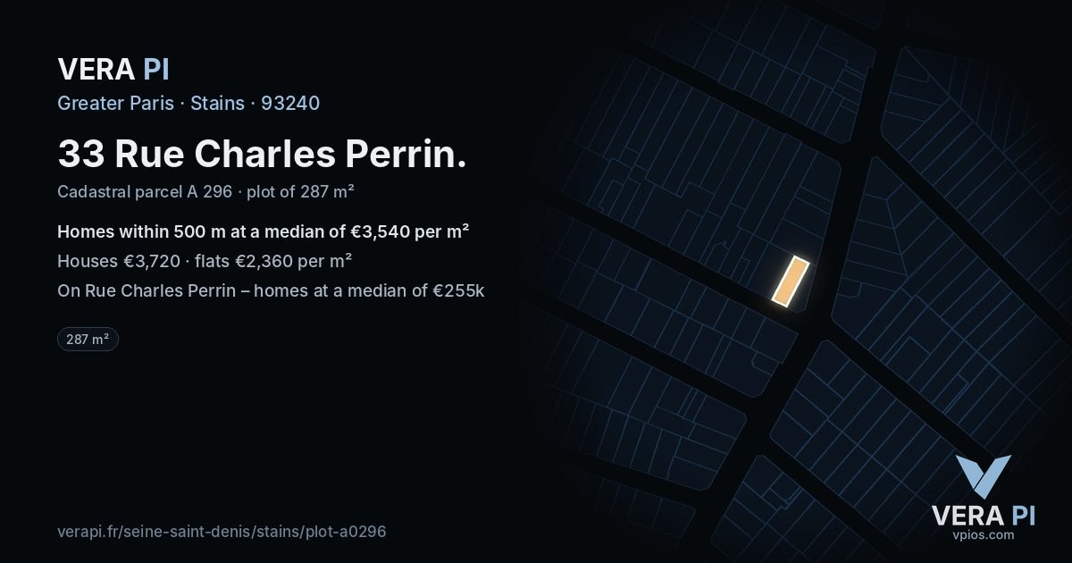 33 Rue Charles Perrin, Stains at night – the plot lit, the parcels around coloured by the prices near them