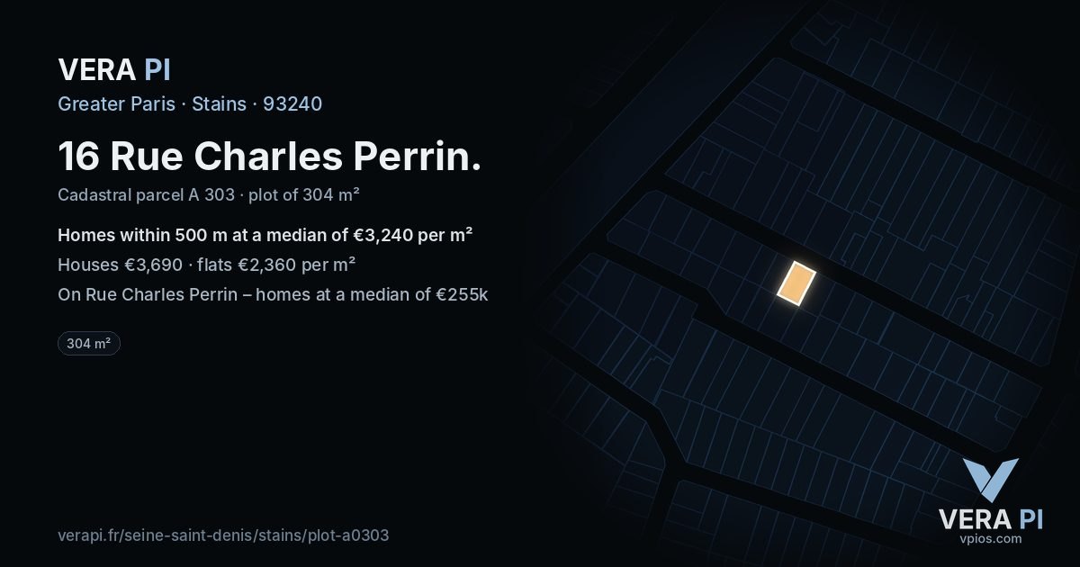 16 Rue Charles Perrin, Stains at night – the plot lit, the parcels around coloured by the prices near them