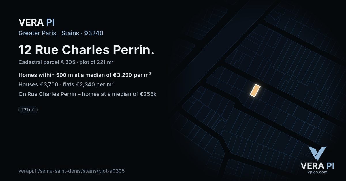 12 Rue Charles Perrin, Stains at night – the plot lit, the parcels around coloured by the prices near them