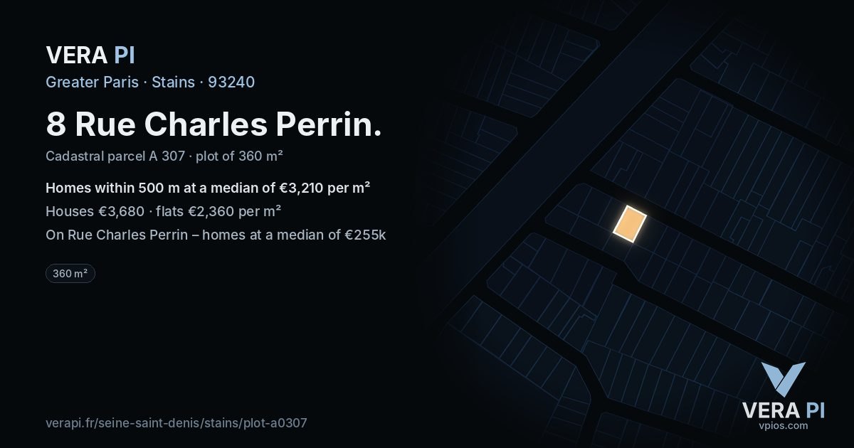 8 Rue Charles Perrin, Stains at night – the plot lit, the parcels around coloured by the prices near them