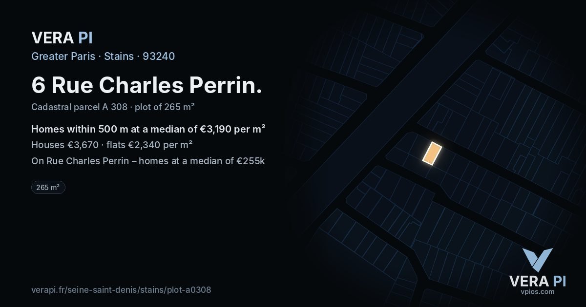 6 Rue Charles Perrin, Stains at night – the plot lit, the parcels around coloured by the prices near them