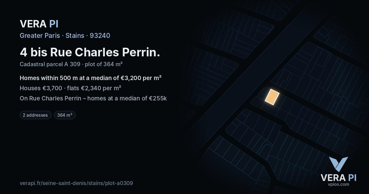 4 bis Rue Charles Perrin, Stains at night – the plot lit, the parcels around coloured by the prices near them