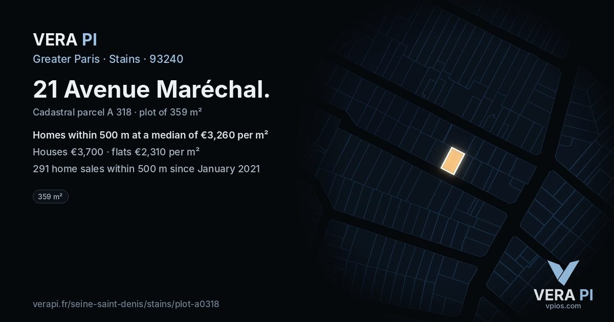 21 Avenue Maréchal, Stains at night – the plot lit, the parcels around coloured by the prices near them