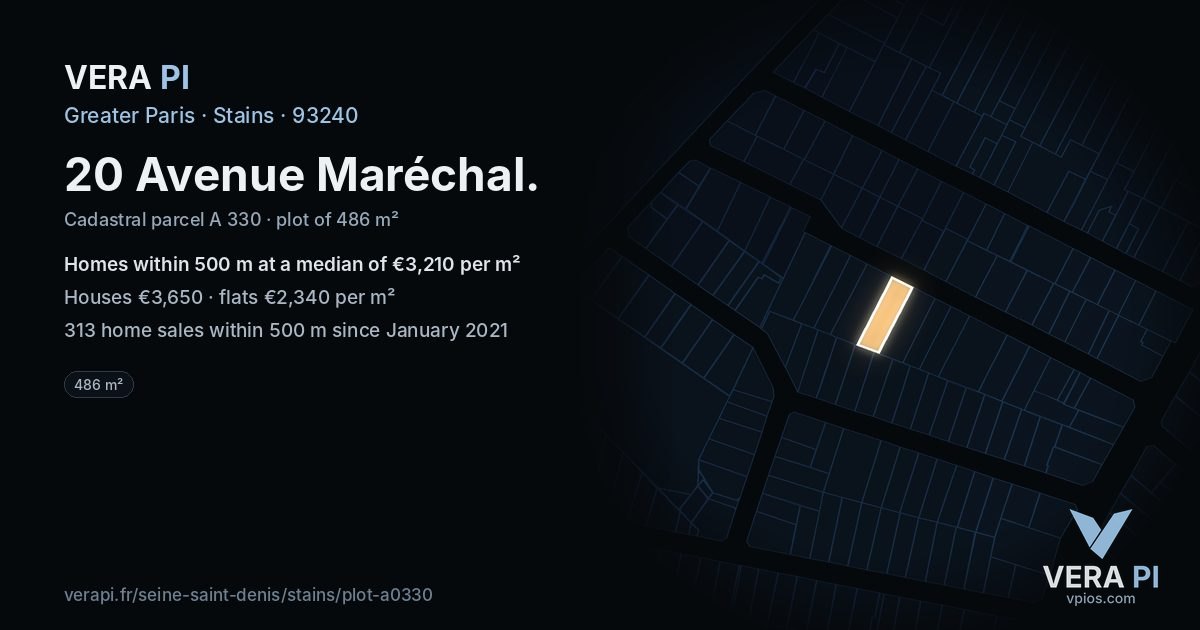 20 Avenue Maréchal, Stains at night – the plot lit, the parcels around coloured by the prices near them
