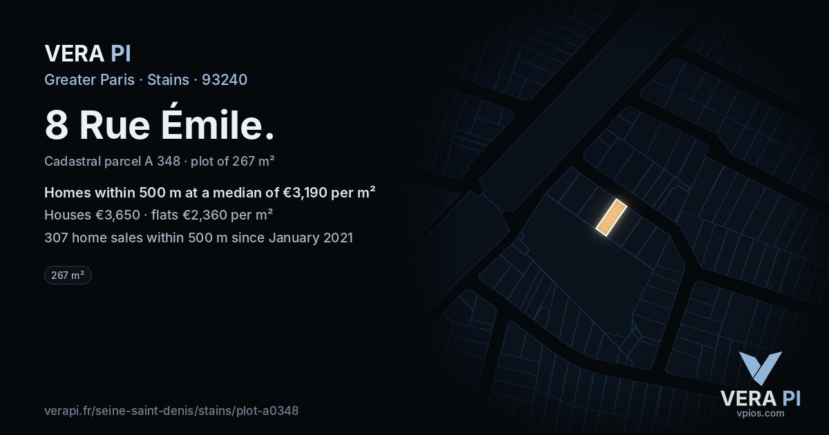8 Rue Émile, Stains at night – the plot lit, the parcels around coloured by the prices near them