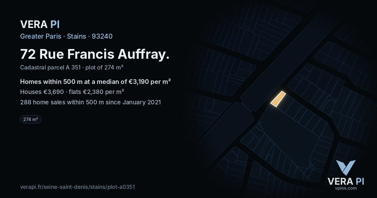72 Rue Francis Auffray, Stains at night – the plot lit, the parcels around coloured by the prices near them