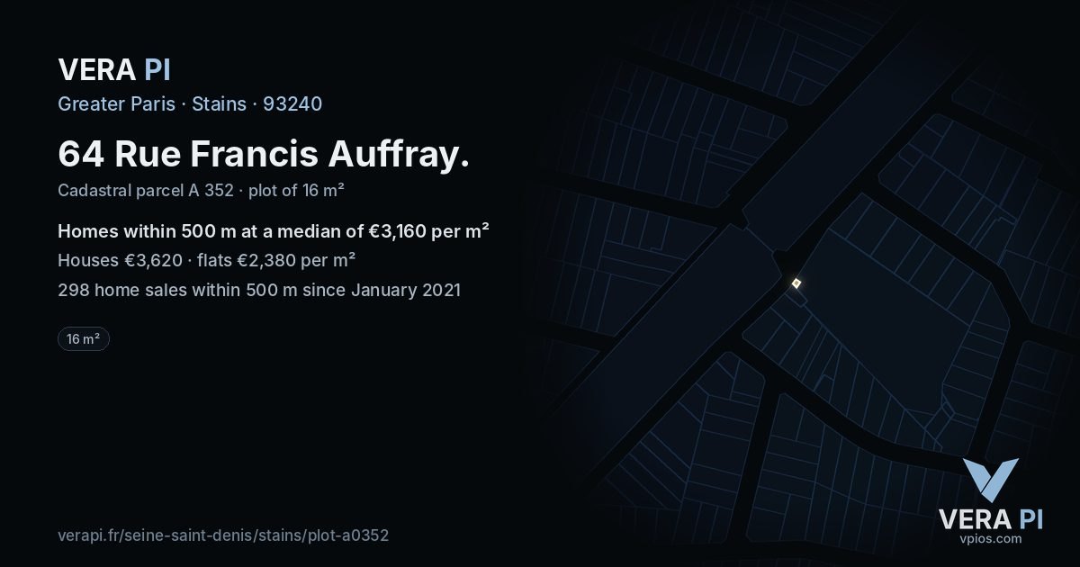 64 Rue Francis Auffray, Stains at night – the plot lit, the parcels around coloured by the prices near them