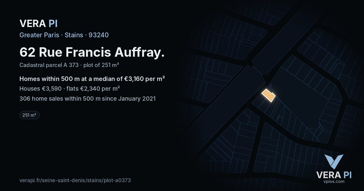 62 Rue Francis Auffray, Stains at night – the plot lit, the parcels around coloured by the prices near them