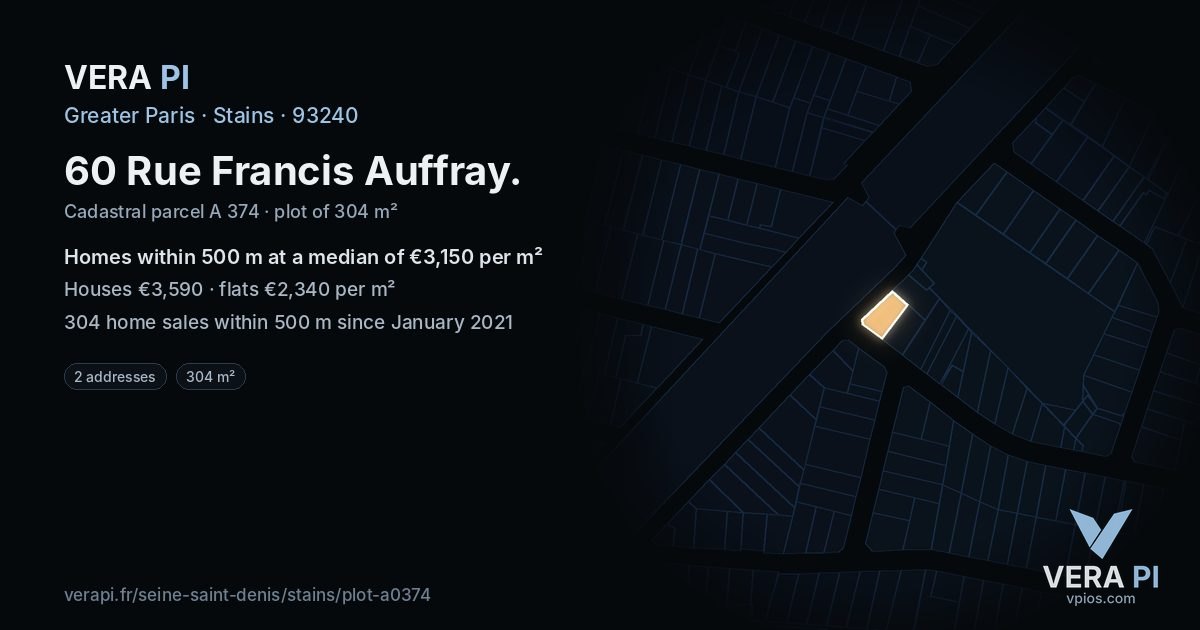 60 Rue Francis Auffray, Stains at night – the plot lit, the parcels around coloured by the prices near them